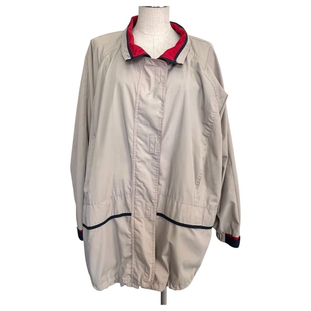 CBO New York Womens Beige‎ Windbreaker Jacket Size 3X Coat Zip-Up Lightweight